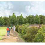 Saumur – vue sur la clôture végétalisée de la centrale photovoltaïque.