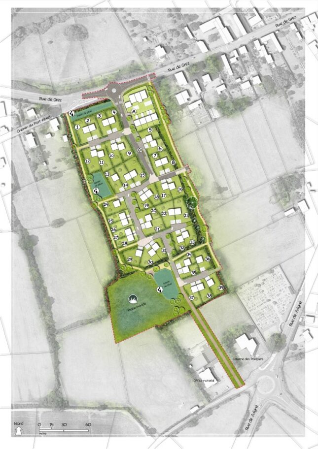 Feneu – plan masse du nouveau quartier.