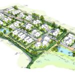 Feneu – axonométrie du nouveau quartier.