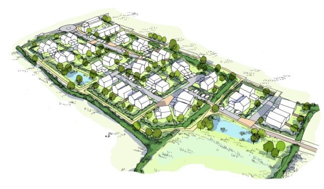 Feneu – axonométrie du nouveau quartier.