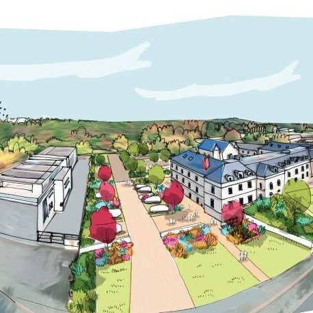 Axonométrie du projet d’aménagement, vue sur le boulevard à Baugé-en-Anjou.