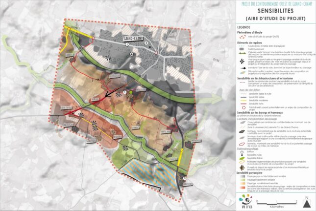 Grand-Champ – carte des sensibilités paysagères du site.