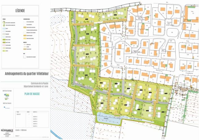La Pouëze – plan masse du nouveau quartier de Villetalour.